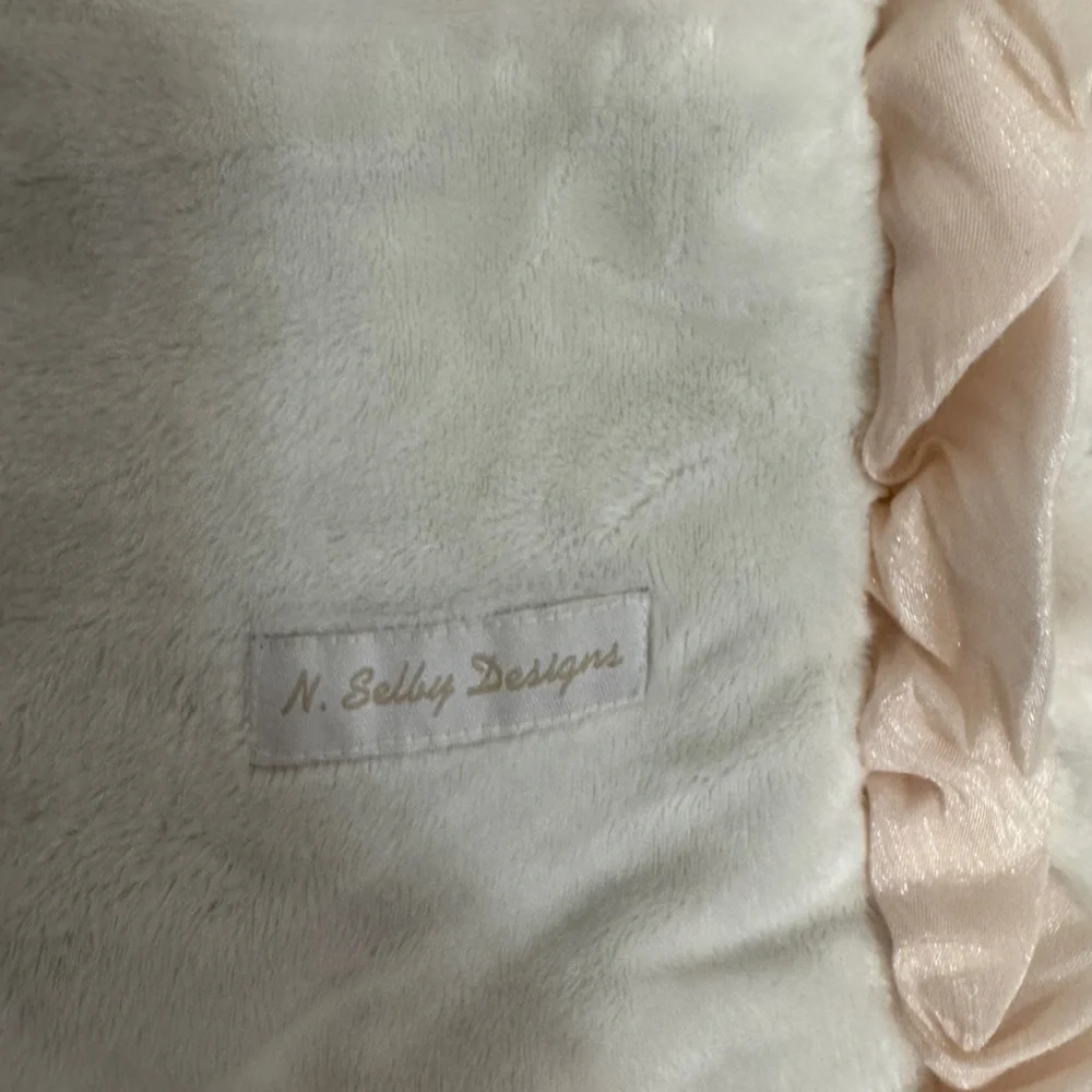 Cotton Tale Designs Pink and Cream Quilted Baby Bedding with Ruffled Trim